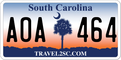 SC license plate AOA464