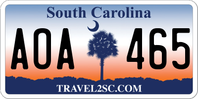 SC license plate AOA465