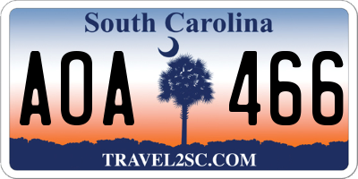 SC license plate AOA466