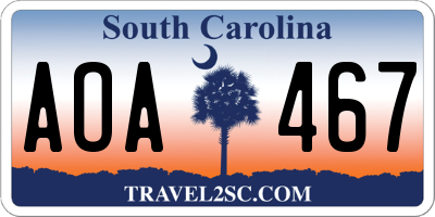 SC license plate AOA467