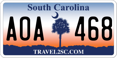 SC license plate AOA468