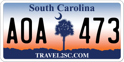 SC license plate AOA473