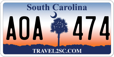 SC license plate AOA474