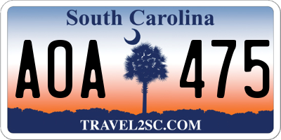 SC license plate AOA475