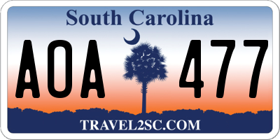 SC license plate AOA477