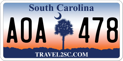 SC license plate AOA478