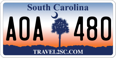 SC license plate AOA480