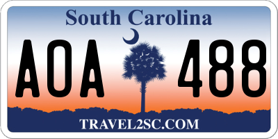 SC license plate AOA488