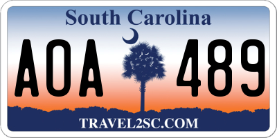 SC license plate AOA489