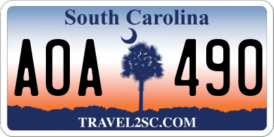 SC license plate AOA490