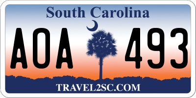 SC license plate AOA493