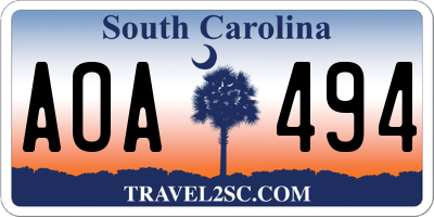 SC license plate AOA494