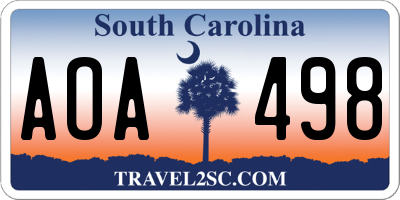 SC license plate AOA498