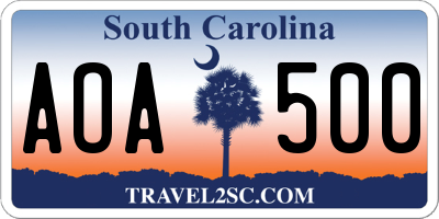 SC license plate AOA500