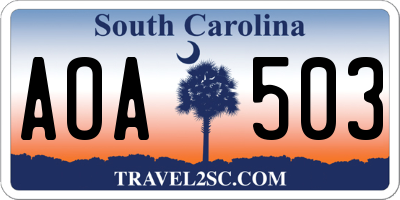 SC license plate AOA503
