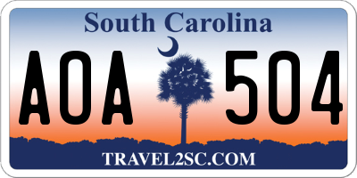 SC license plate AOA504