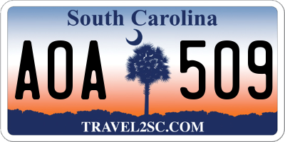 SC license plate AOA509