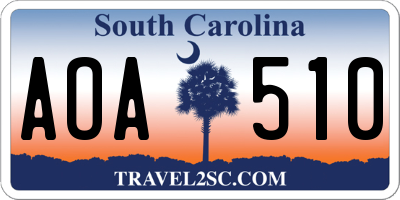 SC license plate AOA510