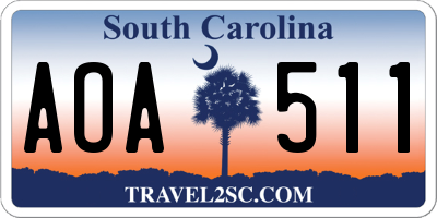 SC license plate AOA511
