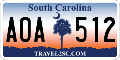 SC license plate AOA512