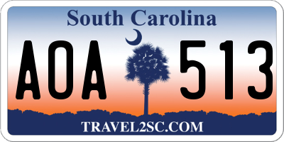 SC license plate AOA513