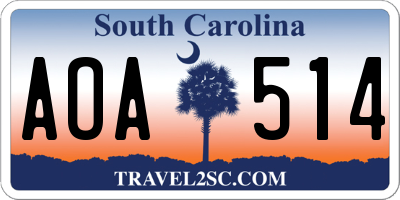 SC license plate AOA514