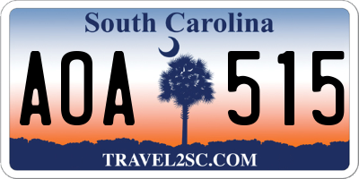 SC license plate AOA515