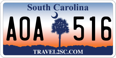 SC license plate AOA516