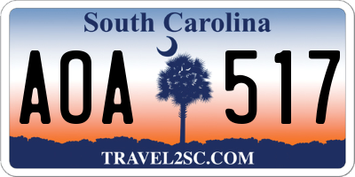 SC license plate AOA517