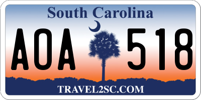 SC license plate AOA518