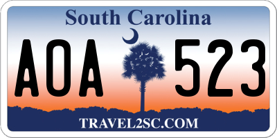 SC license plate AOA523