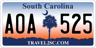 SC license plate AOA525