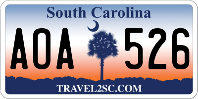 SC license plate AOA526