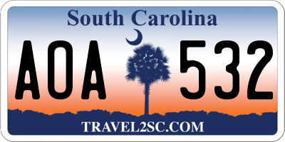 SC license plate AOA532