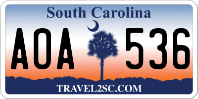 SC license plate AOA536