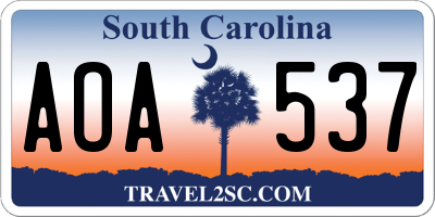 SC license plate AOA537