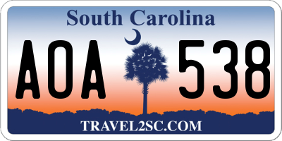 SC license plate AOA538