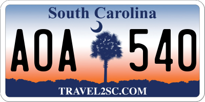 SC license plate AOA540