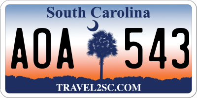 SC license plate AOA543
