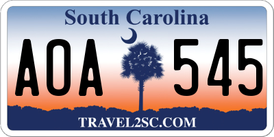 SC license plate AOA545