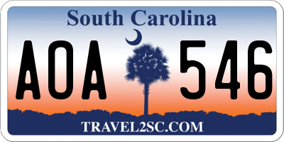 SC license plate AOA546