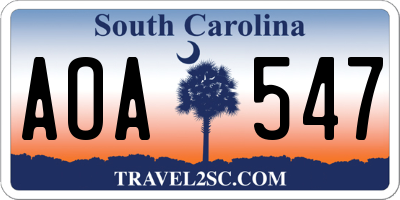 SC license plate AOA547
