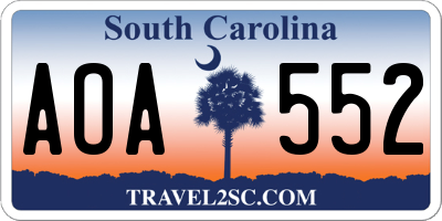 SC license plate AOA552