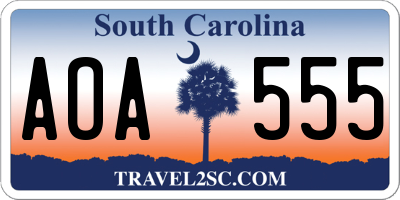 SC license plate AOA555