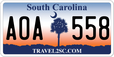 SC license plate AOA558