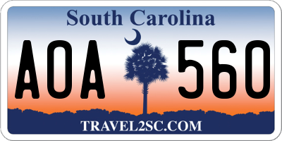 SC license plate AOA560