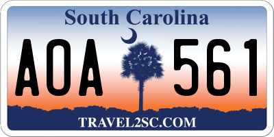 SC license plate AOA561