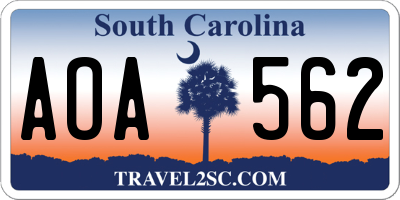 SC license plate AOA562