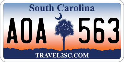 SC license plate AOA563