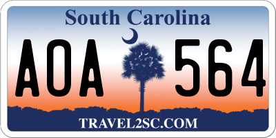 SC license plate AOA564